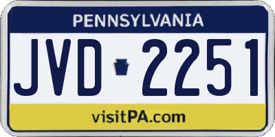 PA license plate JVD2251