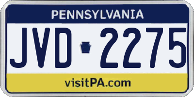 PA license plate JVD2275