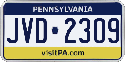 PA license plate JVD2309