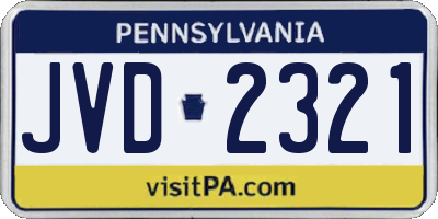 PA license plate JVD2321