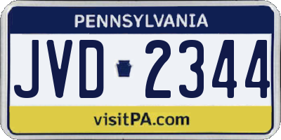PA license plate JVD2344