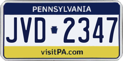PA license plate JVD2347