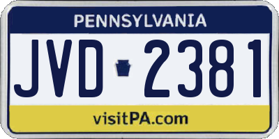 PA license plate JVD2381
