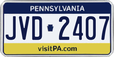 PA license plate JVD2407