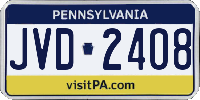 PA license plate JVD2408
