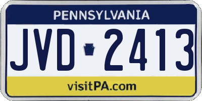 PA license plate JVD2413