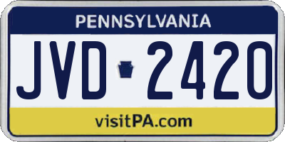 PA license plate JVD2420