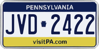 PA license plate JVD2422