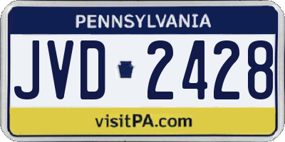 PA license plate JVD2428