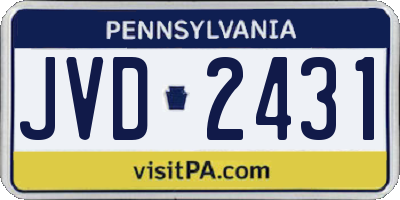PA license plate JVD2431