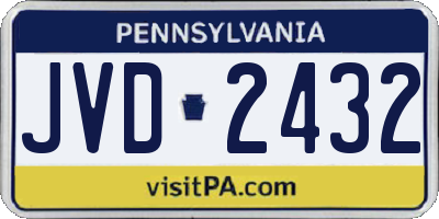 PA license plate JVD2432