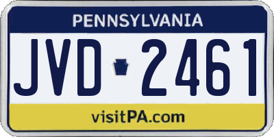 PA license plate JVD2461