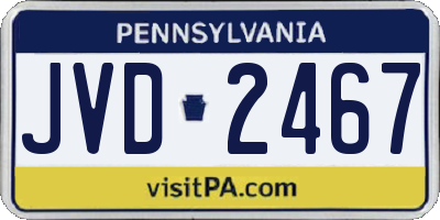 PA license plate JVD2467