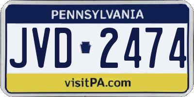 PA license plate JVD2474