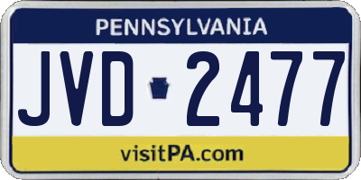 PA license plate JVD2477