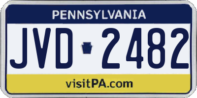 PA license plate JVD2482