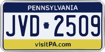PA license plate JVD2509