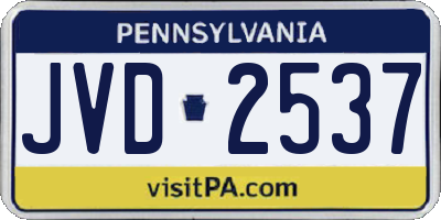 PA license plate JVD2537