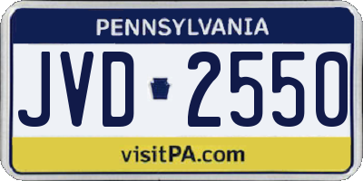 PA license plate JVD2550
