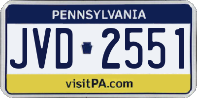 PA license plate JVD2551