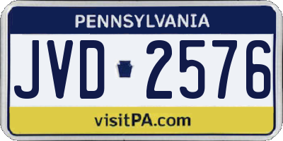PA license plate JVD2576