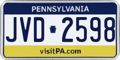PA license plate JVD2598