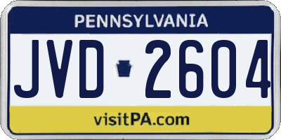 PA license plate JVD2604