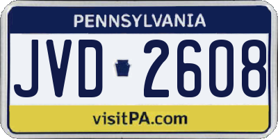 PA license plate JVD2608