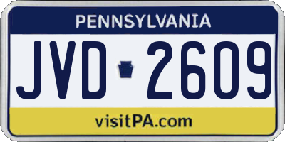 PA license plate JVD2609