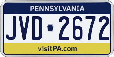 PA license plate JVD2672