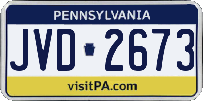PA license plate JVD2673