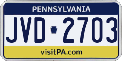 PA license plate JVD2703