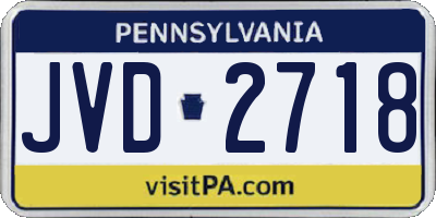 PA license plate JVD2718