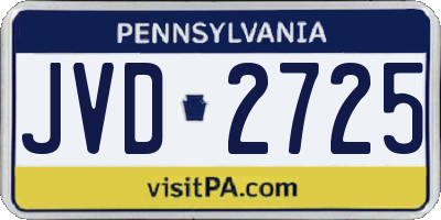 PA license plate JVD2725