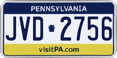 PA license plate JVD2756