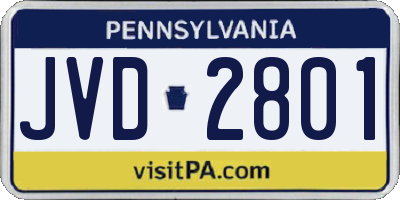PA license plate JVD2801