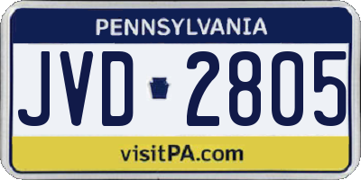 PA license plate JVD2805