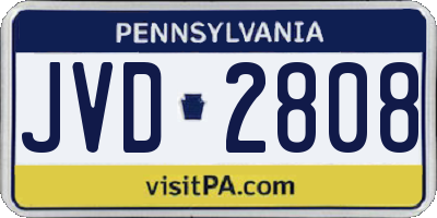 PA license plate JVD2808