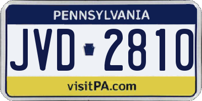 PA license plate JVD2810