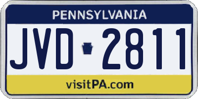 PA license plate JVD2811
