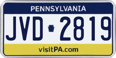 PA license plate JVD2819