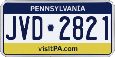 PA license plate JVD2821