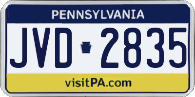 PA license plate JVD2835