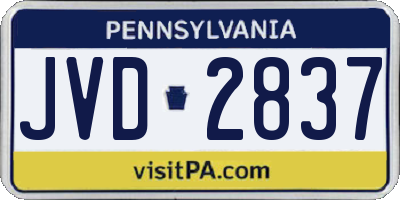 PA license plate JVD2837
