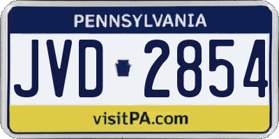 PA license plate JVD2854