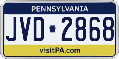 PA license plate JVD2868
