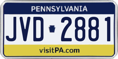 PA license plate JVD2881