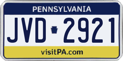 PA license plate JVD2921