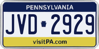 PA license plate JVD2929