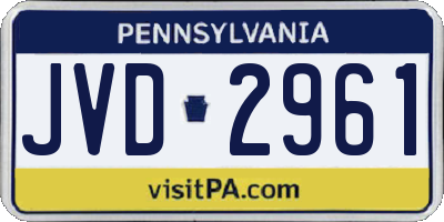 PA license plate JVD2961